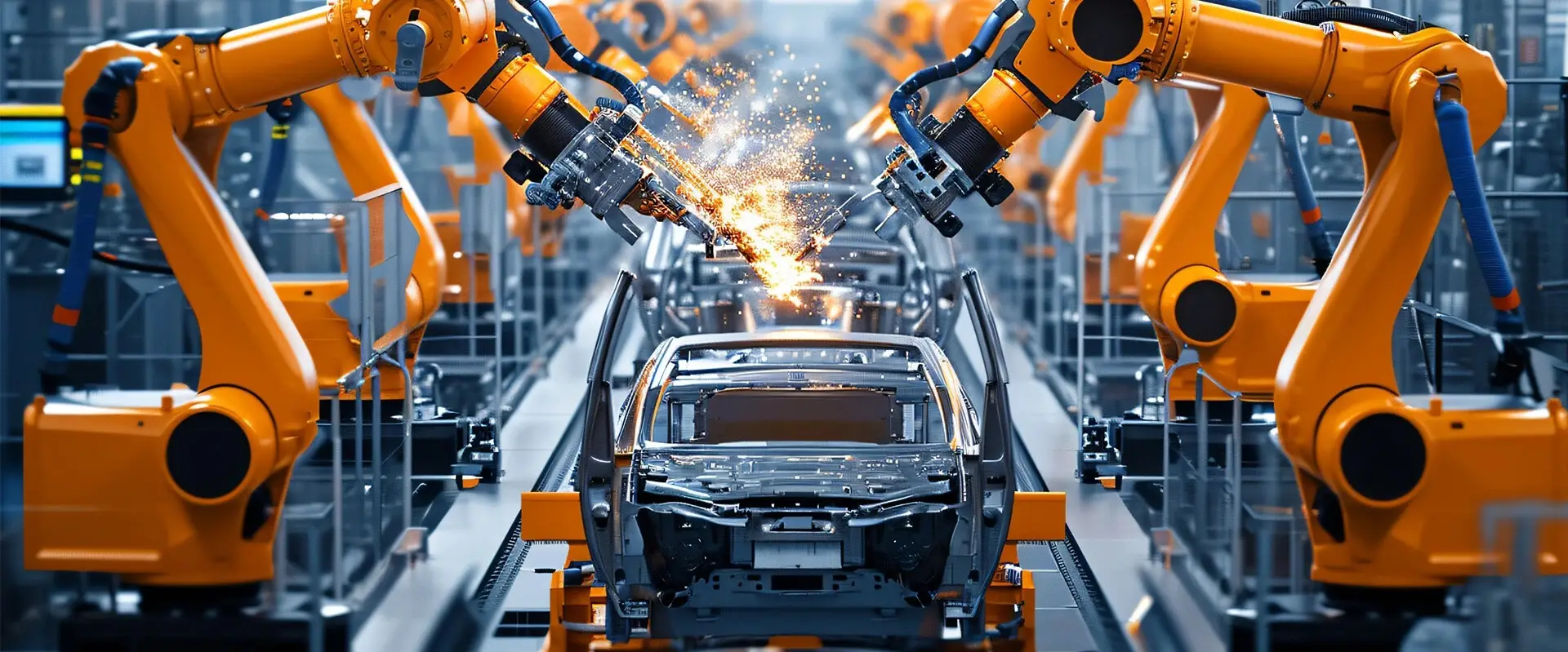 Robotic welding line in an automotive plant